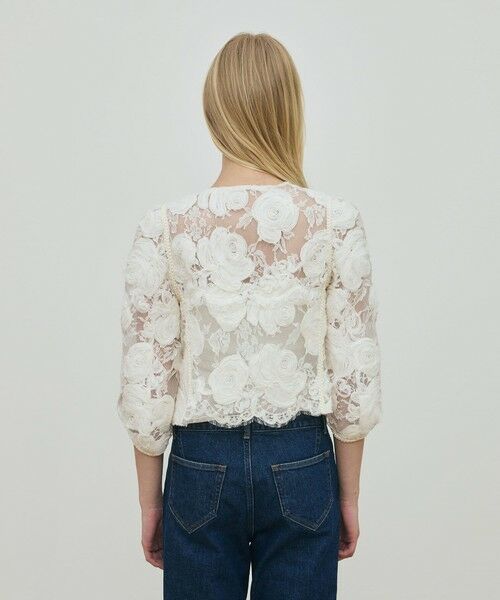 TOMORROWLAND / トゥモローランド ノーカラージャケット | リバーレース クロップドジャケット | 詳細4