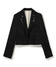 TOMORROWLAND / トゥモローランド テーラードジャケット | レーヨンウールサテン クロップドジャケット