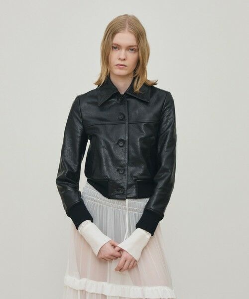 TOMORROWLAND / トゥモローランド テーラードジャケット | リンクルレザー ムートンカラーブルゾン | 詳細10