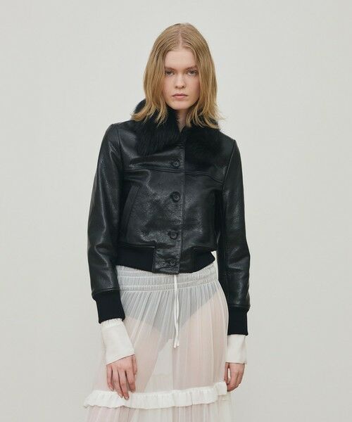 TOMORROWLAND / トゥモローランド テーラードジャケット | リンクルレザー ムートンカラーブルゾン | 詳細2