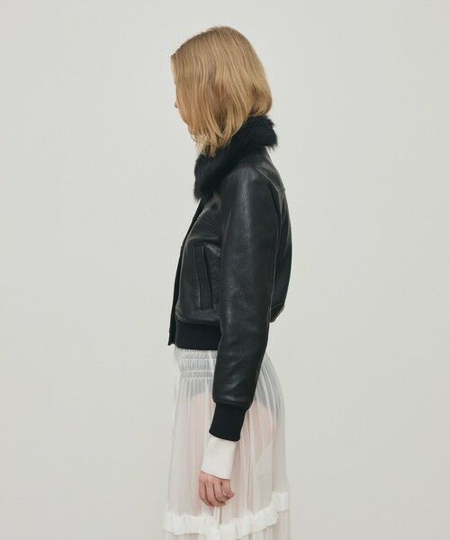 TOMORROWLAND / トゥモローランド テーラードジャケット | リンクルレザー ムートンカラーブルゾン | 詳細3