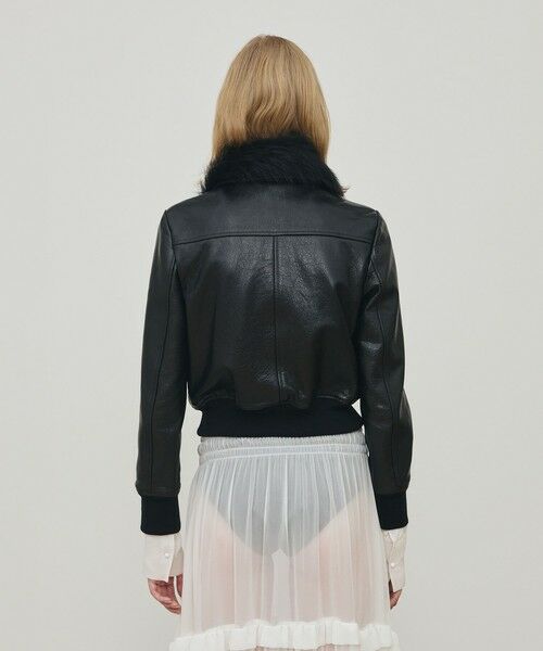 TOMORROWLAND / トゥモローランド テーラードジャケット | リンクルレザー ムートンカラーブルゾン | 詳細4