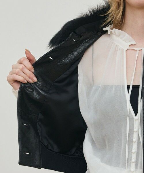 TOMORROWLAND / トゥモローランド テーラードジャケット | リンクルレザー ムートンカラーブルゾン | 詳細5