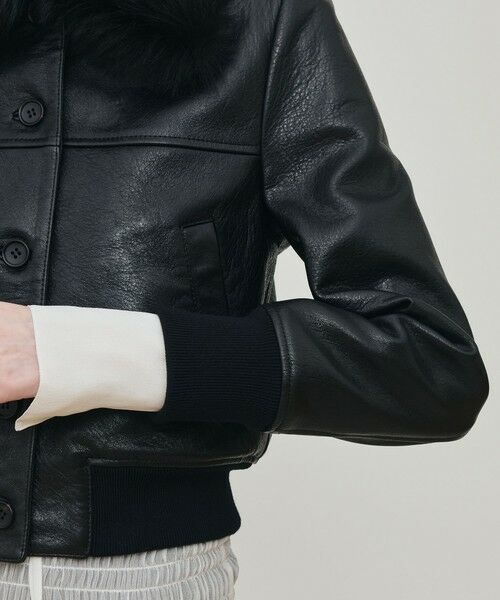 TOMORROWLAND / トゥモローランド テーラードジャケット | リンクルレザー ムートンカラーブルゾン | 詳細7