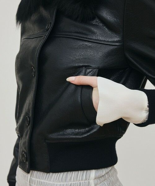 TOMORROWLAND / トゥモローランド テーラードジャケット | リンクルレザー ムートンカラーブルゾン | 詳細9
