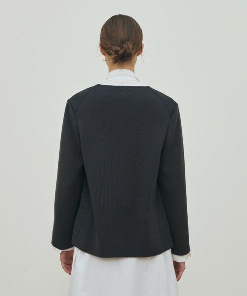 TOMORROWLAND / トゥモローランド ノーカラージャケット | ウールファブリックコンビ クルーネックジャケット | 詳細4
