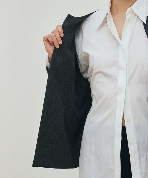 TOMORROWLAND / トゥモローランド ノーカラージャケット | ウールファブリックコンビ クルーネックジャケット | 詳細5