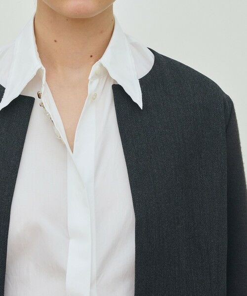 TOMORROWLAND / トゥモローランド ノーカラージャケット | ウールファブリックコンビ クルーネックジャケット | 詳細6