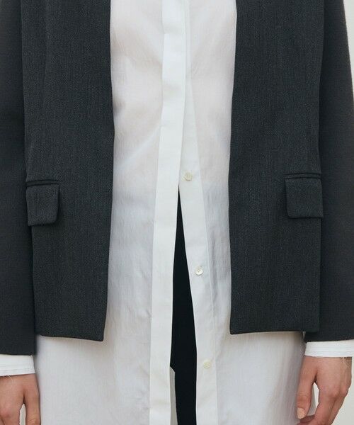 TOMORROWLAND / トゥモローランド ノーカラージャケット | ウールファブリックコンビ クルーネックジャケット | 詳細8