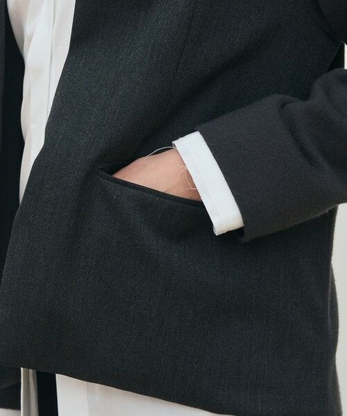 TOMORROWLAND / トゥモローランド ノーカラージャケット | ウールファブリックコンビ クルーネックジャケット | 詳細9