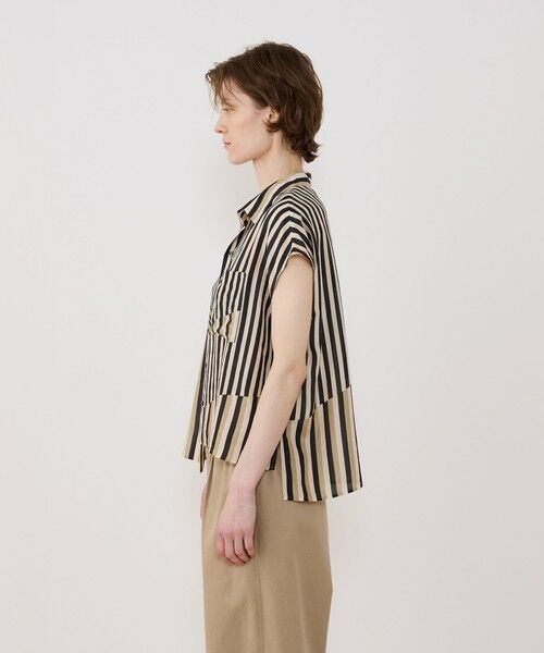 TOMORROWLAND / トゥモローランド シャツ・ブラウス | シルクハブタエストライププリント アシンメトリーヘムシャツ | 詳細3