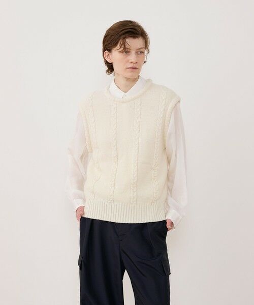 TOMORROWLAND / トゥモローランド ベスト | ウールヘンプケーブル クルーネックベスト | 詳細2