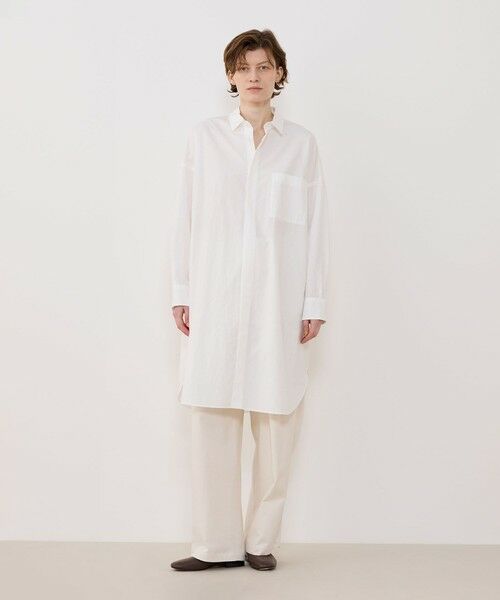 TOMORROWLAND / トゥモローランド チュニック | クリスプライトコットン レイヤードロングシャツ | 詳細1