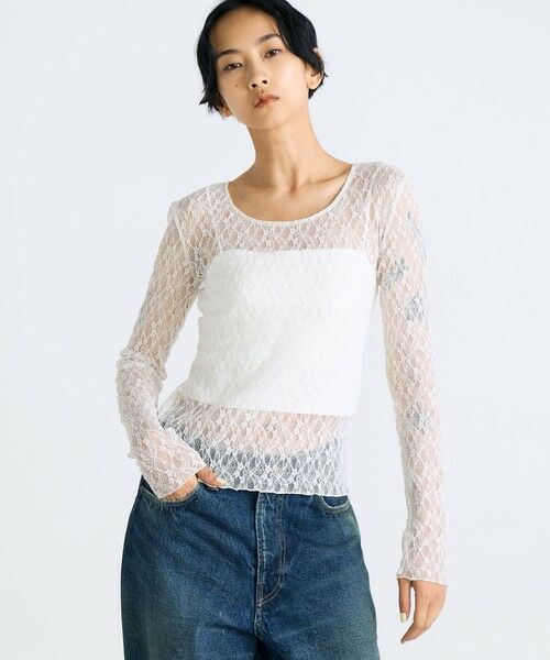 TOMORROWLAND / トゥモローランド カットソー | ストレッチレース クルーネックトップ | 詳細2