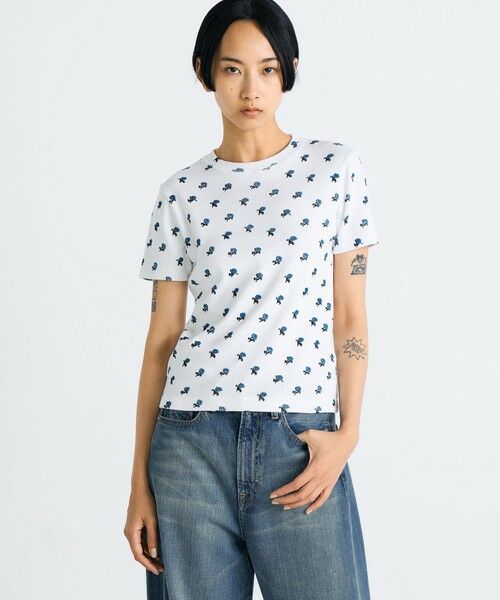 TOMORROWLAND / トゥモローランド Tシャツ | コットンモダールフライス フラワープリント Tシャツ | 詳細2