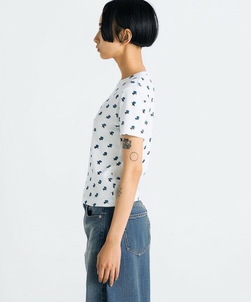 TOMORROWLAND / トゥモローランド Tシャツ | コットンモダールフライス フラワープリント Tシャツ | 詳細3