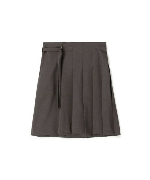 TOMORROWLAND/トゥモローランド ウールライク ラッププリーツスカート 17 チャコールグレー 36(9号)
