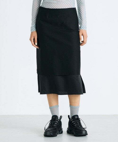 TOMORROWLAND / トゥモローランド ミニ・ひざ丈スカート | バックサテン レイヤード スカート | 詳細2