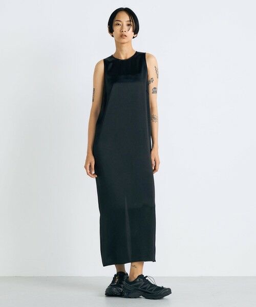 TOMORROWLAND / トゥモローランド ロング・マキシ丈ワンピース | ワッシャーサテン ノースリーブワンピース | 詳細1