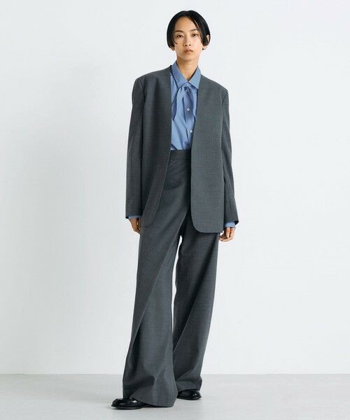 TOMORROWLAND / トゥモローランド ノーカラージャケット | Super140's トロピカルウール ノーカラージャケット | 詳細1