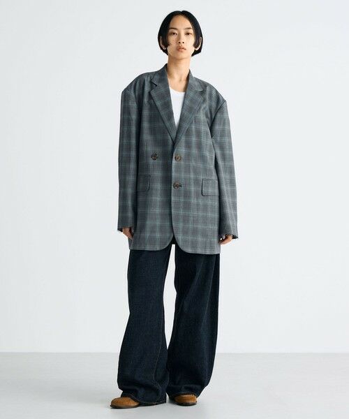TOMORROWLAND / トゥモローランド テーラードジャケット | Super140's ウールトロピカル チェックオーバーサイズドジャケット | 詳細1