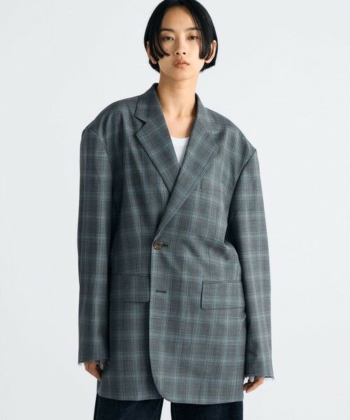 TOMORROWLAND / トゥモローランド テーラードジャケット | Super140's ウールトロピカル チェックオーバーサイズドジャケット | 詳細12