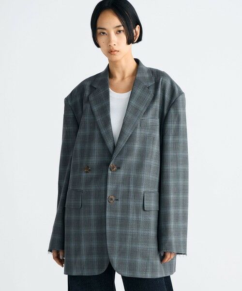 TOMORROWLAND / トゥモローランド テーラードジャケット | Super140's ウールトロピカル チェックオーバーサイズドジャケット | 詳細2