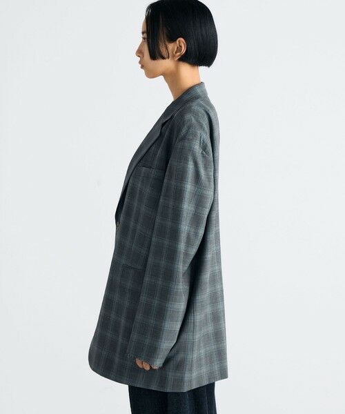 TOMORROWLAND / トゥモローランド テーラードジャケット | Super140's ウールトロピカル チェックオーバーサイズドジャケット | 詳細3