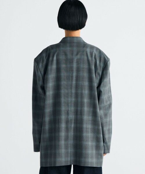 TOMORROWLAND / トゥモローランド テーラードジャケット | Super140's ウールトロピカル チェックオーバーサイズドジャケット | 詳細4