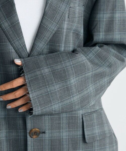 TOMORROWLAND / トゥモローランド テーラードジャケット | Super140's ウールトロピカル チェックオーバーサイズドジャケット | 詳細7