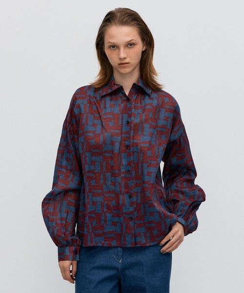 TOMORROWLAND / トゥモローランド シャツ・ブラウス | コットンオーガンジープリント ギャザースリーブシャツ | 詳細2