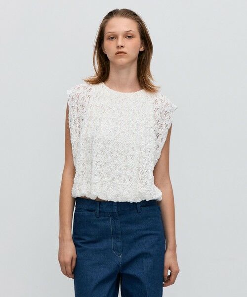 TOMORROWLAND / トゥモローランド カットソー（半袖以外） | ストレッチレース ギャザーノースリーブプルオーバー | 詳細4