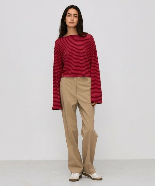 TOMORROWLAND / トゥモローランド Tシャツ | リネンボーダー ネックドレープTシャツ | 詳細2