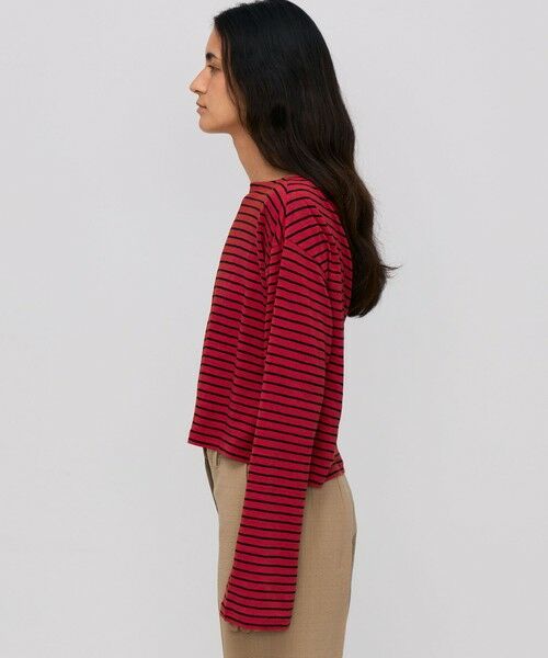 TOMORROWLAND / トゥモローランド Tシャツ | リネンボーダー ネックドレープTシャツ | 詳細4