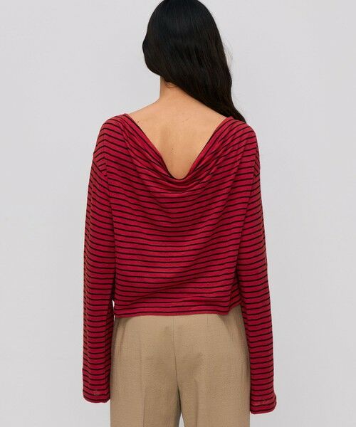 TOMORROWLAND / トゥモローランド Tシャツ | リネンボーダー ネックドレープTシャツ | 詳細5