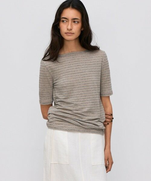 TOMORROWLAND / トゥモローランド Tシャツ | リネンボーダー ハーフスリーブTシャツ | 詳細2