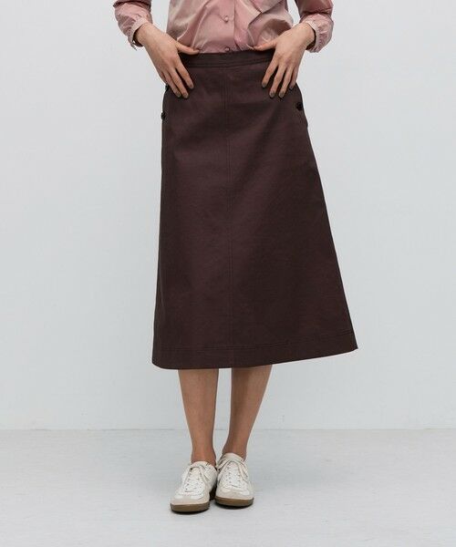 TOMORROWLAND / トゥモローランド ミニ・ひざ丈スカート | コットンポリエステルビンテージギャバジン トラペーズスカート | 詳細2