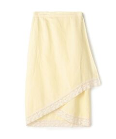 TOMORROWLAND / トゥモローランド ミニ・ひざ丈スカート | ナイロンリネンビンテージギャバジン レースコンビラップスカート