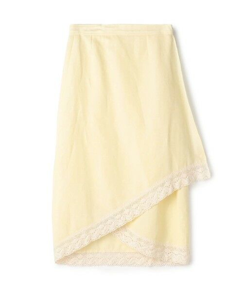 TOMORROWLAND/トゥモローランド ナイロンリネンビンテージギャバジン レースコンビラップスカート 21 ライトイエロー 36(9号)