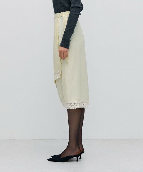 TOMORROWLAND / トゥモローランド ミニ・ひざ丈スカート | ナイロンリネンビンテージギャバジン レースコンビラップスカート | 詳細3