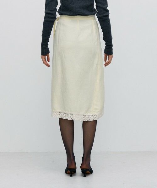 TOMORROWLAND / トゥモローランド ミニ・ひざ丈スカート | ナイロンリネンビンテージギャバジン レースコンビラップスカート | 詳細4