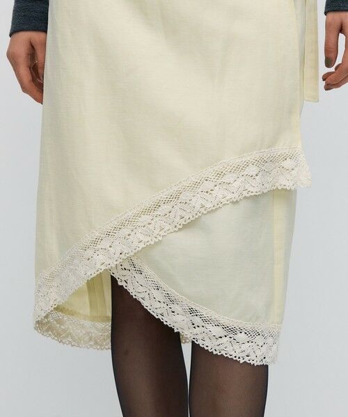 TOMORROWLAND / トゥモローランド ミニ・ひざ丈スカート | ナイロンリネンビンテージギャバジン レースコンビラップスカート | 詳細8