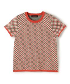 TOMORROWLAND / トゥモローランド ニット・セーター | コットンポリエステル チェックジャカード ショートスリーブプルオーバー