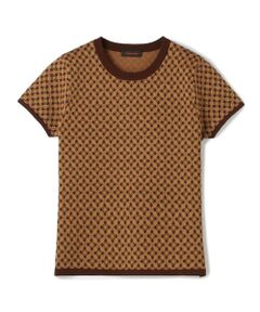 TOMORROWLAND / トゥモローランド ニット・セーター | コットンポリエステル チェックジャカード ショートスリーブプルオーバー