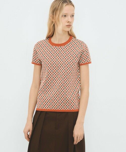 TOMORROWLAND / トゥモローランド ニット・セーター | コットンポリエステル チェックジャカード ショートスリーブプルオーバー | 詳細2