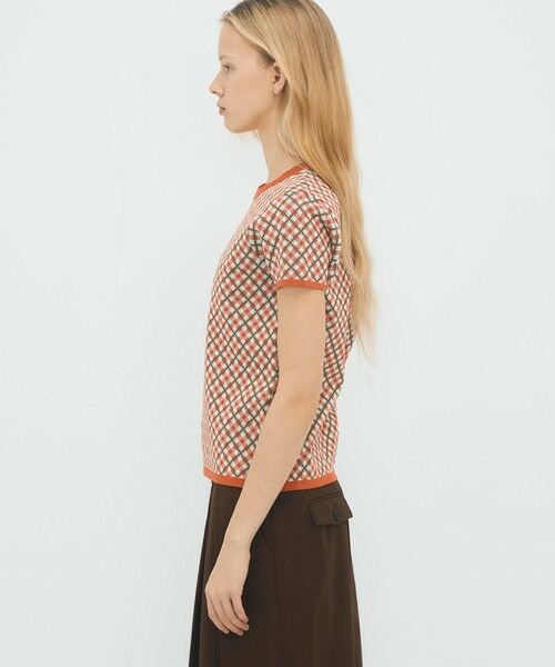 TOMORROWLAND / トゥモローランド ニット・セーター | コットンポリエステル チェックジャカード ショートスリーブプルオーバー | 詳細3