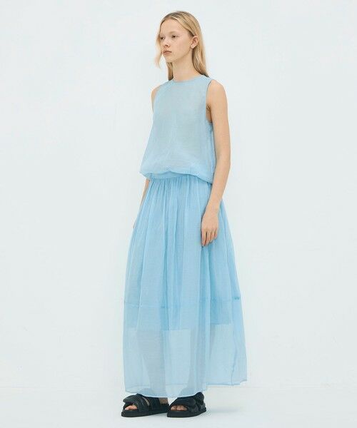TOMORROWLAND / トゥモローランド ミニ・ひざ丈スカート | コットンシルクオーガンジー ロングスカート | 詳細1