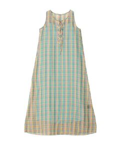 TOMORROWLAND / トゥモローランド ロング・マキシ丈ワンピース | リネンシルクオーガンジーチェック フロンタブルワンピース