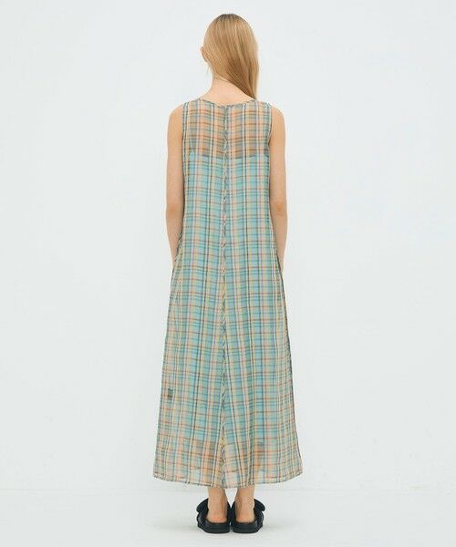 TOMORROWLAND / トゥモローランド ロング・マキシ丈ワンピース | リネンシルクオーガンジーチェック フロンタブルワンピース | 詳細3