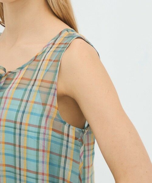 TOMORROWLAND / トゥモローランド ロング・マキシ丈ワンピース | リネンシルクオーガンジーチェック フロンタブルワンピース | 詳細5